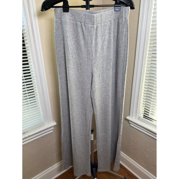 Pants - Grey Lab Los Angeles Rib Knit Lounge Pants Light Heather Grey Size L NWT Wide